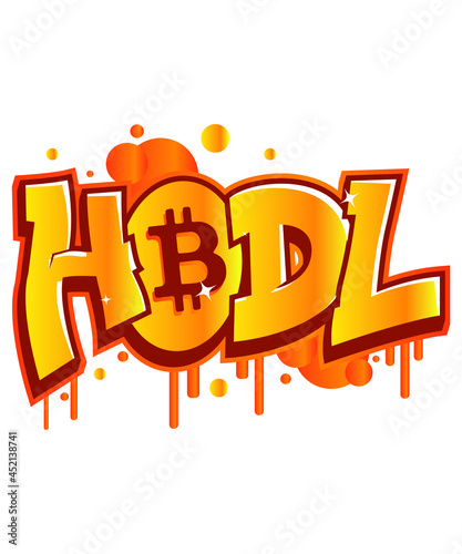 HODL bitcoin graphic graffiti style design