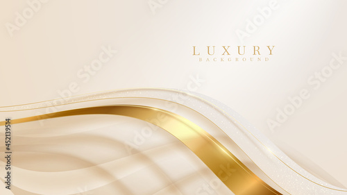 Golden curve line luxury background, Modern cover design. invitation card template concept. Vector illustration.