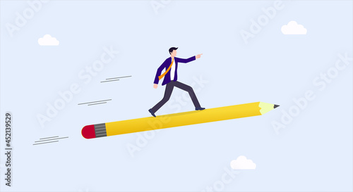 Efficiency at work, businessman motivation, vector illustration 