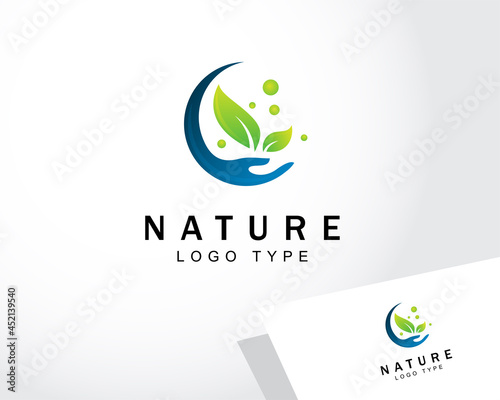nature care logo creative leave health green tea design concept growth