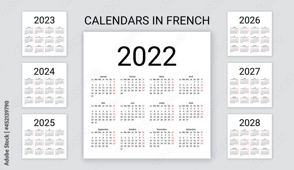 french-calendar-2022-2023-2024-2025-2026-2027-2028-years-france-calender-template-week