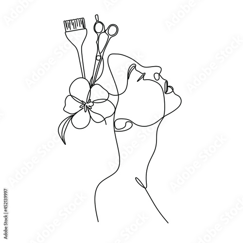 Woman hairdresser line art