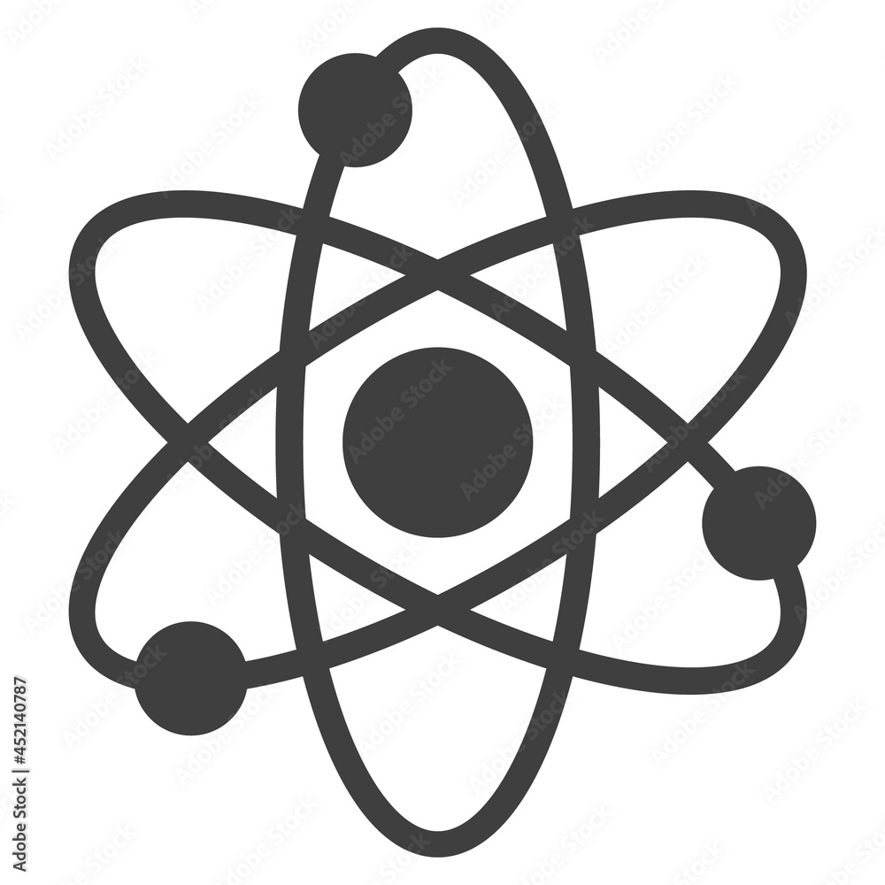 Atom electrons icon with flat style. Isolated vector atom electrons icon image on a white background. Atom electrons icon with flat style. Isolated vector atom electrons icon image on a white background.