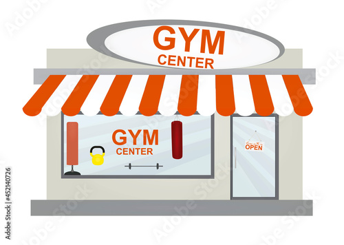 Gym center building. vector illustration