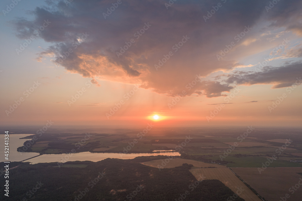 Sunset over the Vileika reservoir
