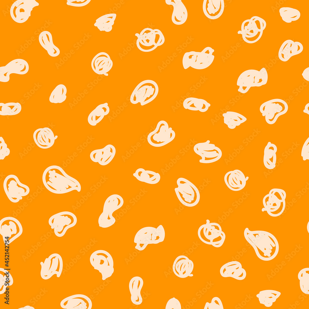 Vector Abstract seamless pattern with beige spots. Yellow background. Ideal for prints, greetings, textile, wrapping paper, cover design.