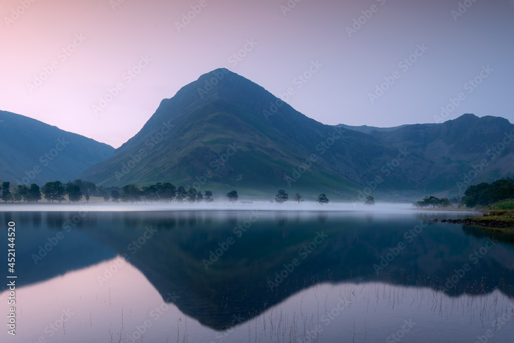 lake in the mountains with Mist