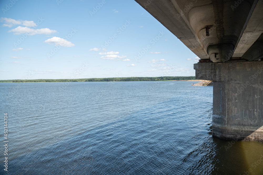 Landscape on the reservoir from under the bridge