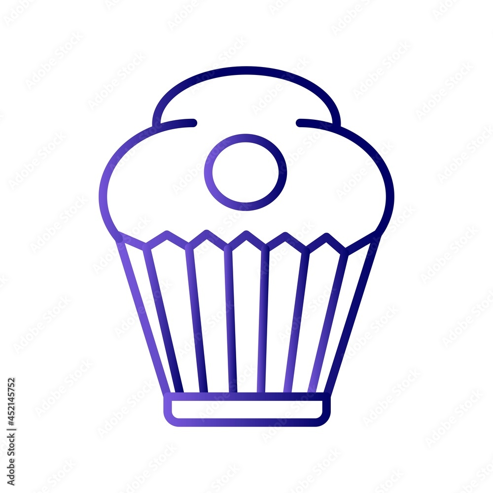 Cupcake Linear Line Gradient Vector Icon Design Cupcake Linear Line Gradient Vector Icon Design