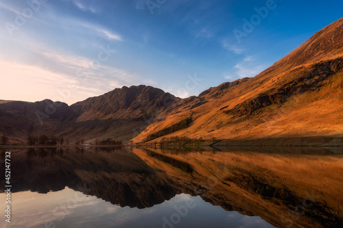 sunrise over the lake and Mountain