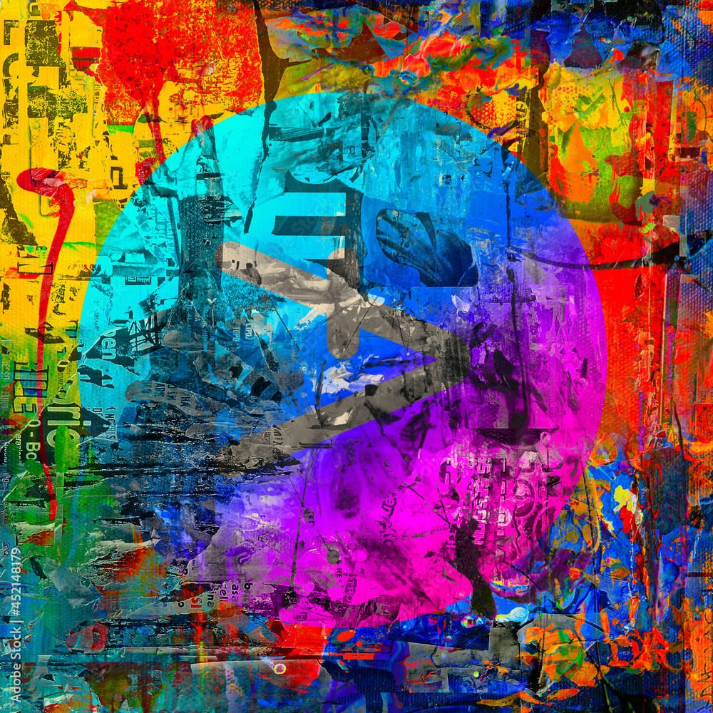 Fototapeta premium abstract dark background with colorful splashes 