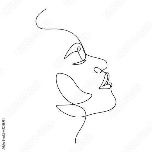 Woman face portrait line art vector. Minimalist female drawing