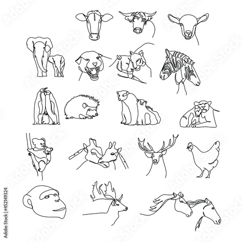 Set of animals line art