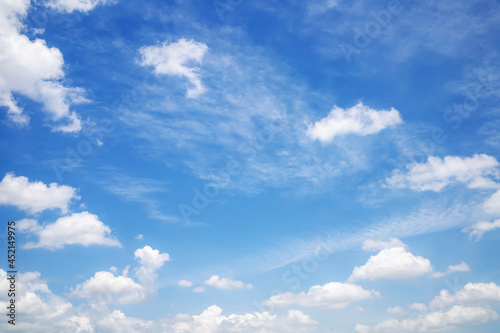 The background image of a beautiful blue sky with some white clouds in the daytime.