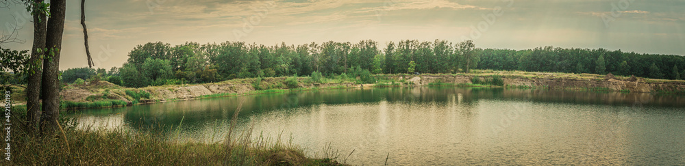 landscape panorama in summer on the lake