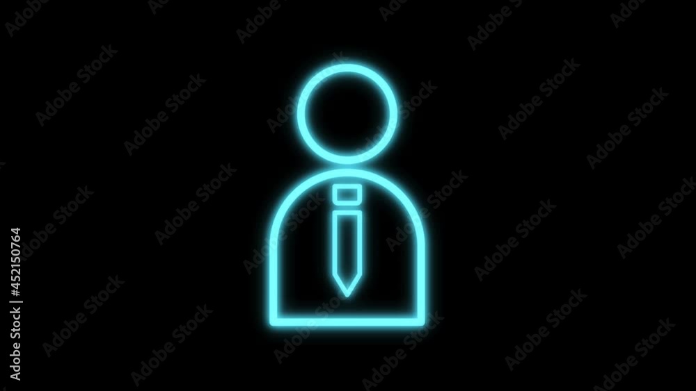Men icon with blue neon light in blinking effect. loop 4k motion graphics isolated on black background. concept for account, profile, and web symbol. Men icon with blue neon light in blinking effect. loop 4k motion graphics isolated on black background. concept for account, profile, and web symbol.