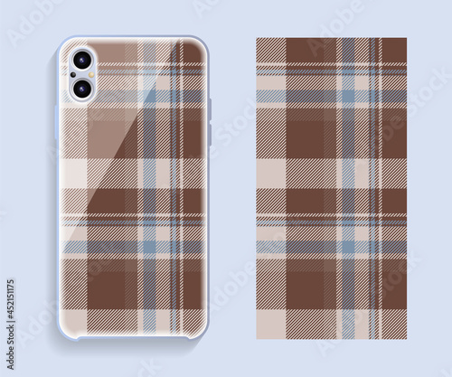 Smartphone cover design vector mockup. Template geometric pattern for mobile phone back part. Flat design.
