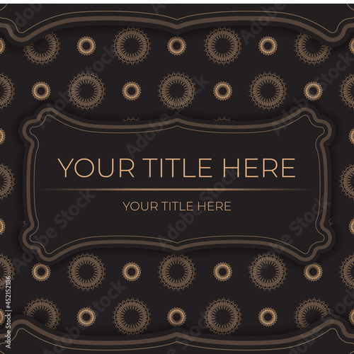 Stylish invitation with dew patterns. Stylish Vector Ready-to-print postcard design in black color with vintage