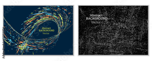 Multicolored paint splashes, smears, dust particles and debris are carried by the wind. A set of two templates. Design template for the design of banners, posters, booklets, covers, magazines. EPS 10