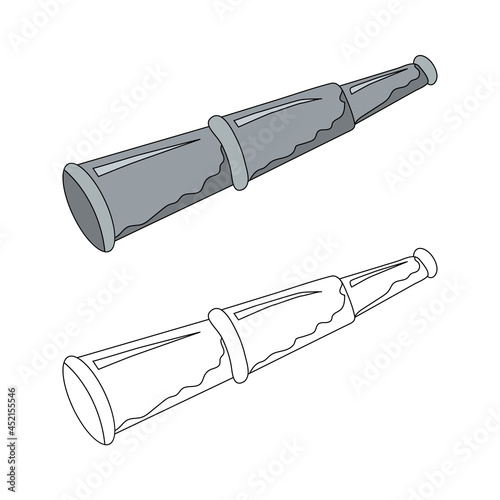 Coloring book is a telescope. Hand drawing. cartoon style. Vector illustration for children.