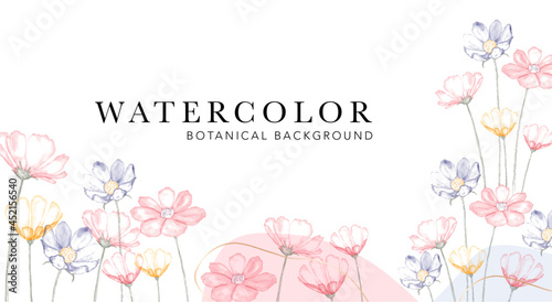 Watercolor floral print, floral background. Botanical pattern