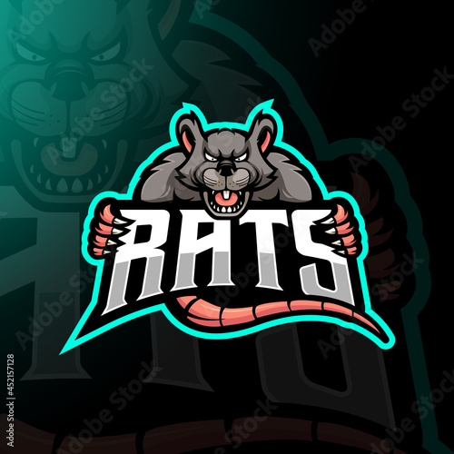 Rat mascot logo design vector with modern illustration concept style for badge, emblem and t shirt printing. Angry rats illustration for team, gaming and sports