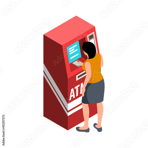 Bank ATM Isometric Composition