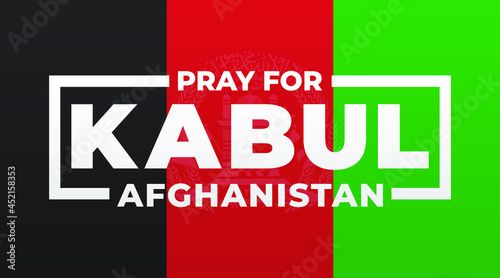 Pray for Afghanistan Kabul modern minimalist creative banner design, concept, social media post, template with white text on a Black background 