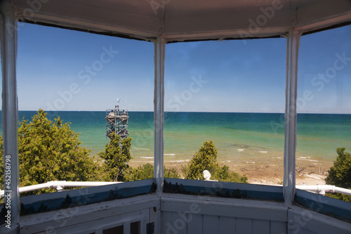 View  of Lake Michigan from lighthouse lantern room