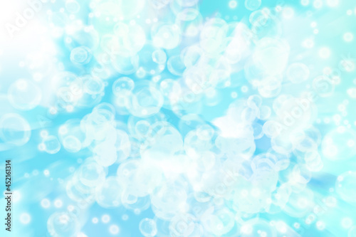 キラキラした泡/バブルの水の中のイメージ画像/ブルーのクールな背景画像