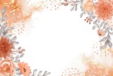 Watercolor background abstract flower orange autumn theme with white space