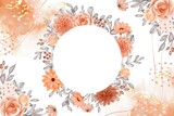 Watercolor background abstract flower orange autumn theme with white space