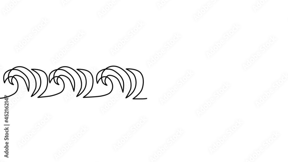 Self drawing line animation One continuous line drawing of nature beautiful landscape of sea waves Self drawing line animation One continuous line drawing of nature beautiful landscape of sea waves