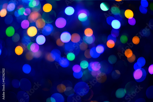 Abstract blue and colorfull bokeh texture on black background
