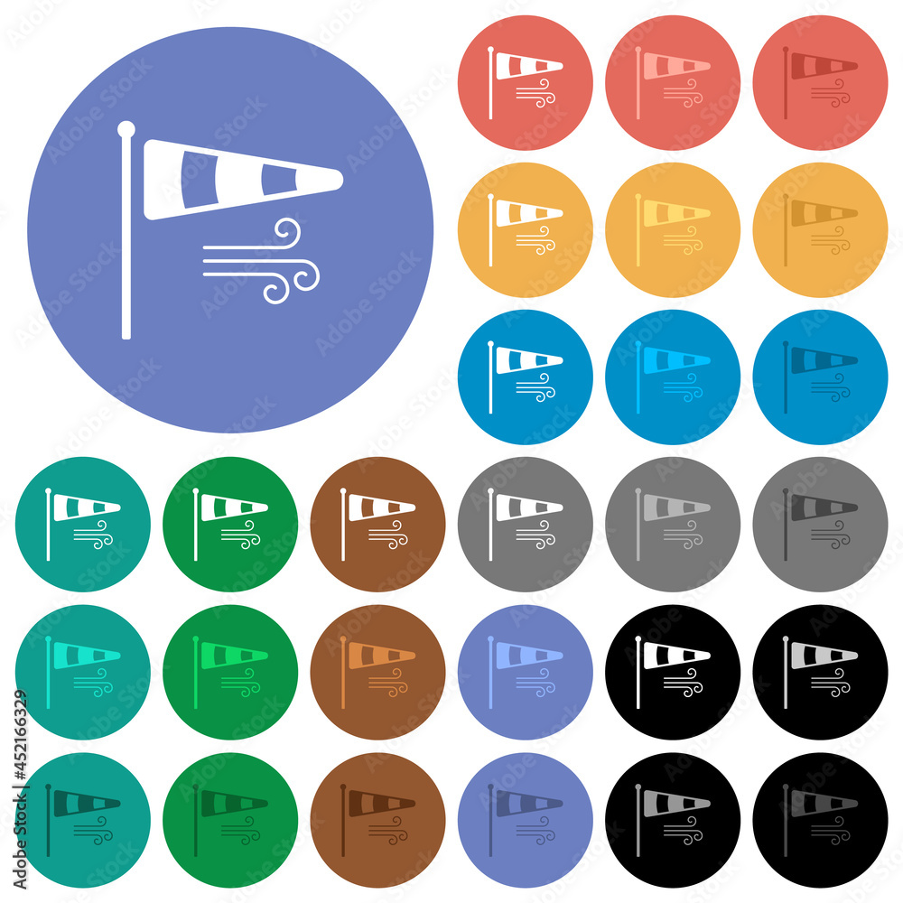 Windsock indicator with wind solid round flat multi colored icons