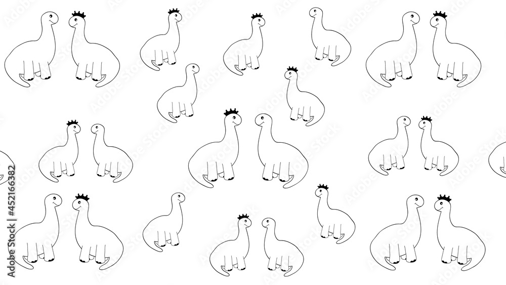 Black and white dinosaur family background