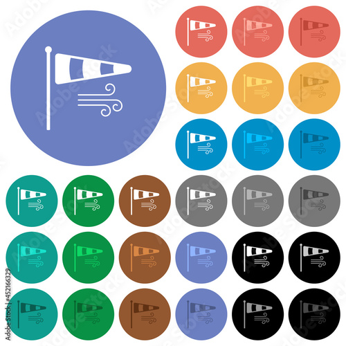 Windsock indicator with wind solid round flat multi colored icons