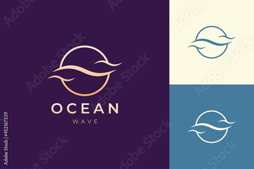 Luxury sea wave logo template in simple and clean shape