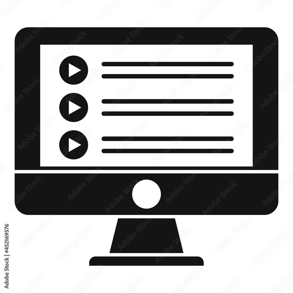 Pc playlist icon simple vector. Audio radio Pc playlist icon simple vector. Audio radio