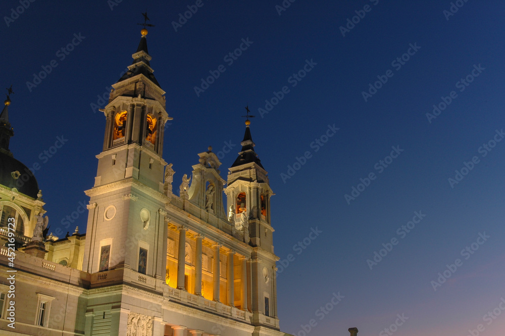 Almudena Cathedral church after sunset | Madrid, Spain