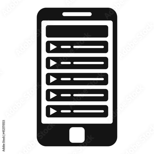 Smartphone playlist app icon simple vector. Player interface © anatolir