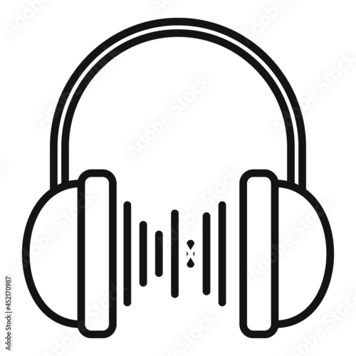 Headphones playlist icon outline vector. Music song