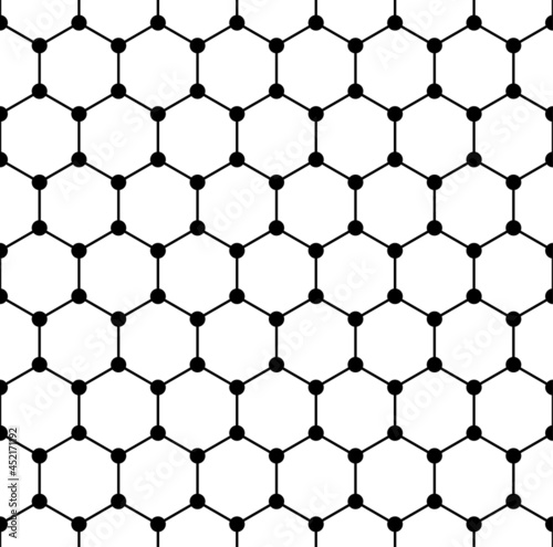 Graphene structure, seamless tile, schematic molecular structure of graphene, an allotrope of carbon, a single layer of carbon atoms arranged in a two-dimensional honeycomb lattice and hexagonal grid.