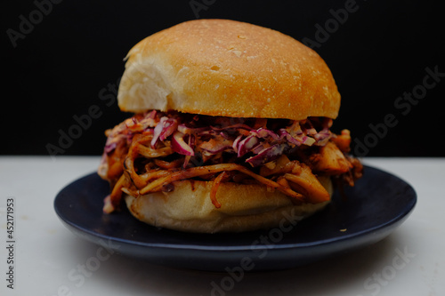 Vegan Jackfruit Mushroom BBQ Sandwich