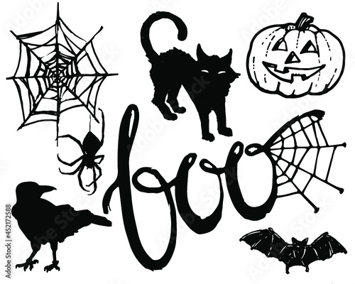 Spooky Hand Drawn Vector Graphic Set