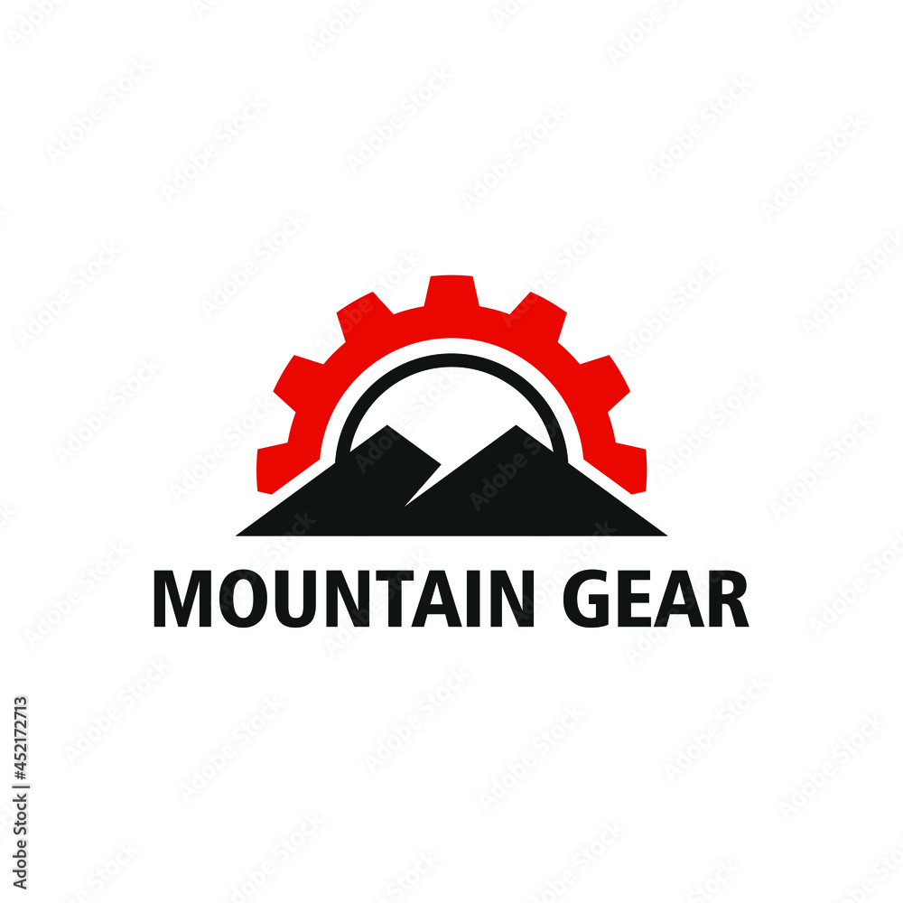 simple gear mountain logo design