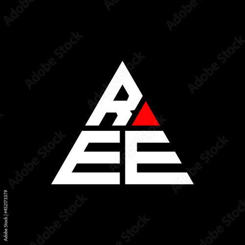 REE triangle letter logo design with triangle shape. REE triangle logo design monogram. REE triangle vector logo template with red color. REE triangular logo Simple, Elegant, and Luxurious Logo. REE 