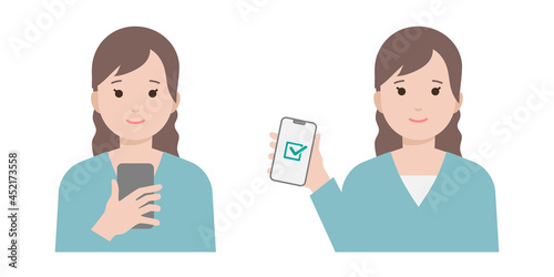 スマートフォンをチェックする女性