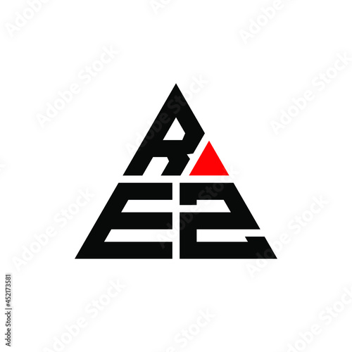REZ triangle letter logo design with triangle shape. REZ triangle logo design monogram. REZ triangle vector logo template with red color. REZ triangular logo Simple, Elegant, and Luxurious Logo. REZ  photo