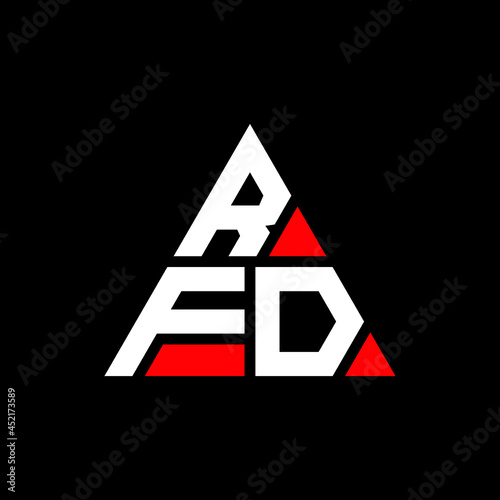 RFD triangle letter logo design with triangle shape. RFD triangle logo design monogram. RFD triangle vector logo template with red color. RFD triangular logo Simple, Elegant, and Luxurious Logo. RFD  photo